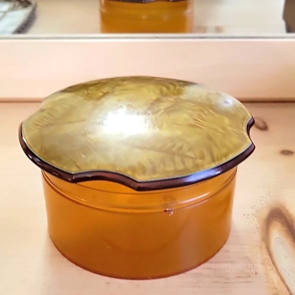 Vintage Celluloid Lucite Vanity Powder Jar